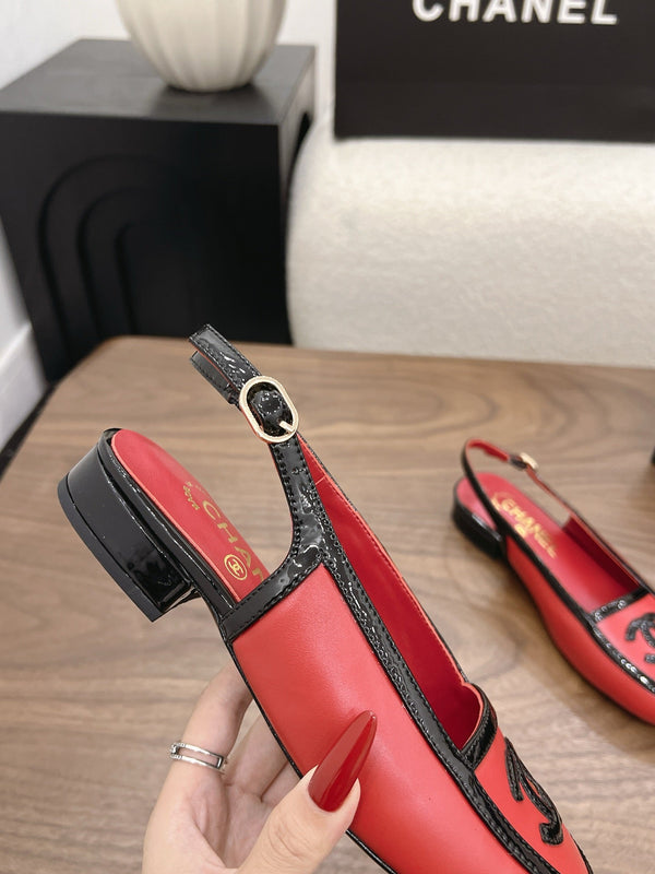 CC 26s Slingback Black Red Lambskin Patent Leather 915319