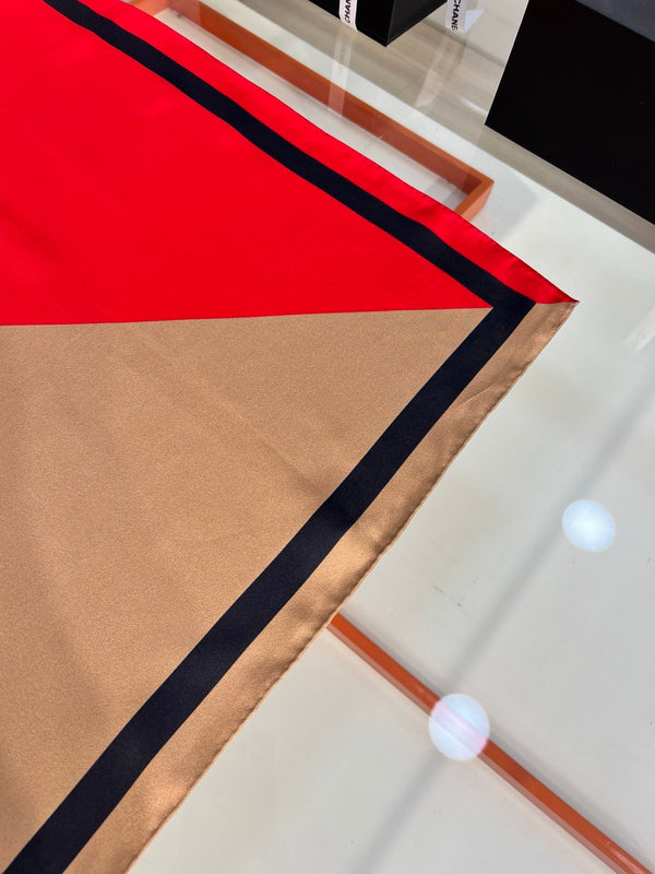 CC Scarf 90x90 Brown Red Silk Twill 204017
