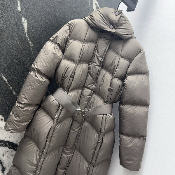 Burberry 25 Hooded Short Down Jacket with Adjustable Waist Taupe Polyester