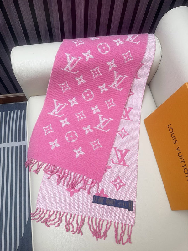 LV 25 Scarf 186CM Pink Wool 293311
