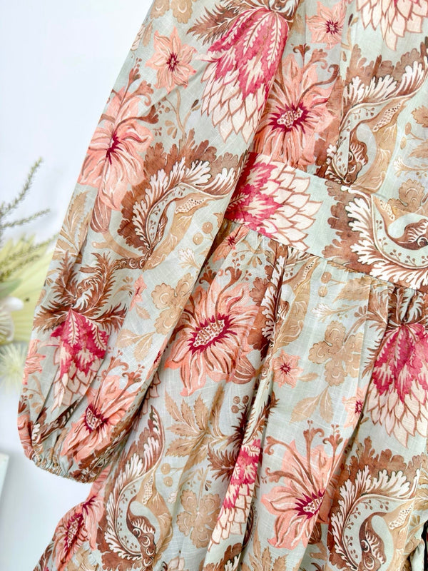 Zimmermann Daylight Mini Wrap Frill Dress Pink Cotton 342336