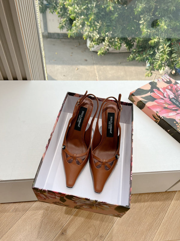 DC 25 Satin Slingbacks Brown Cowhide & Sheepskin 962755