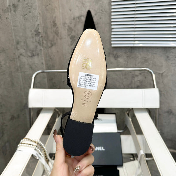 CC 26s Slingback Black Glittered Sheepskin 816194