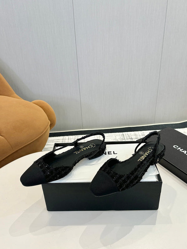 cc 25c slingback flat black tweed black grosgrain 233610