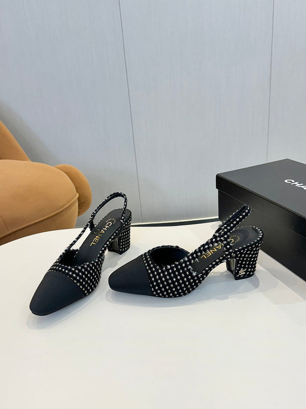 cc 25c slingback 65 black white tweed black grosgrain 233614