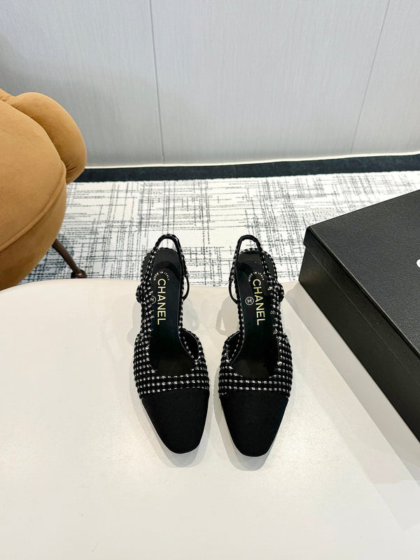 cc 25c slingback 65 black white tweed black grosgrain 233614