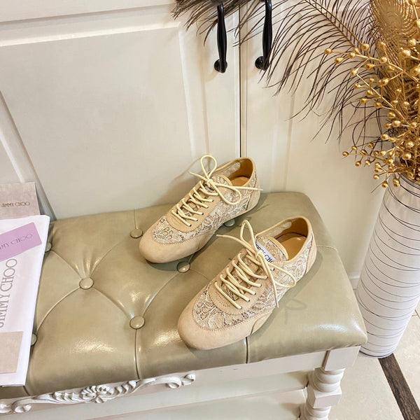 Jimmy Choo Sunny F Sneaker Beige Lace Leather 688247