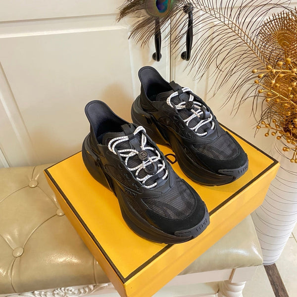 Fendi F-Light Sneakers Black Cowhide Mesh 688133