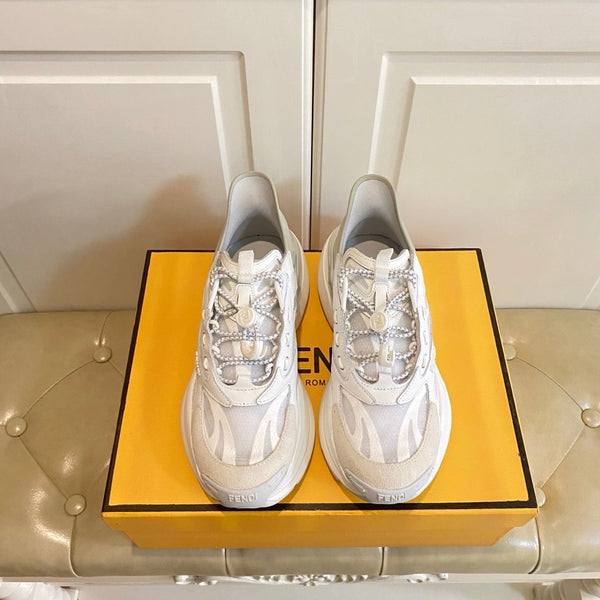 Fendi F-Light Sneakers White Cowhide Mesh 688134