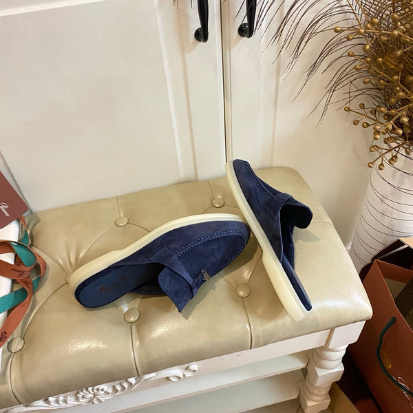 LP 26s Lock Charm Mules In Navy Blue Suede