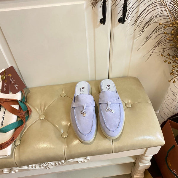 LP 26s Lock Charm Mules In Light Purple Suede