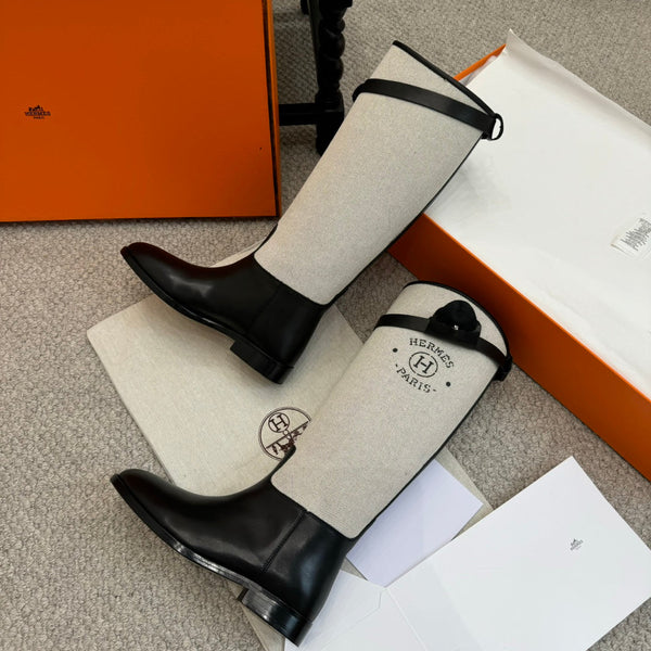 HM Jumping Boot In White Mix Black Calfskin And Mesh Fabric 973841