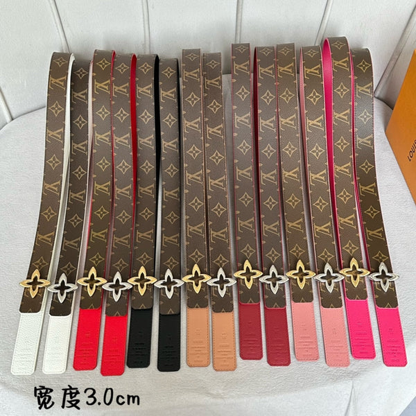 LV MINI FLOWERGRAM 30MM REVERSIBLE BELT IN BLACK CALFSKIN GOLD HARDWARE