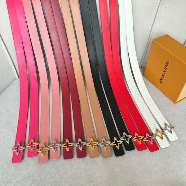 LV MINI FLOWERGRAM 30MM REVERSIBLE BELT IN BLOOD RED CALFSKIN GOLD HARDWARE