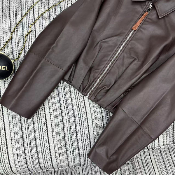 Loewe Draped Jacket Brown Nappa Lambskin 348576