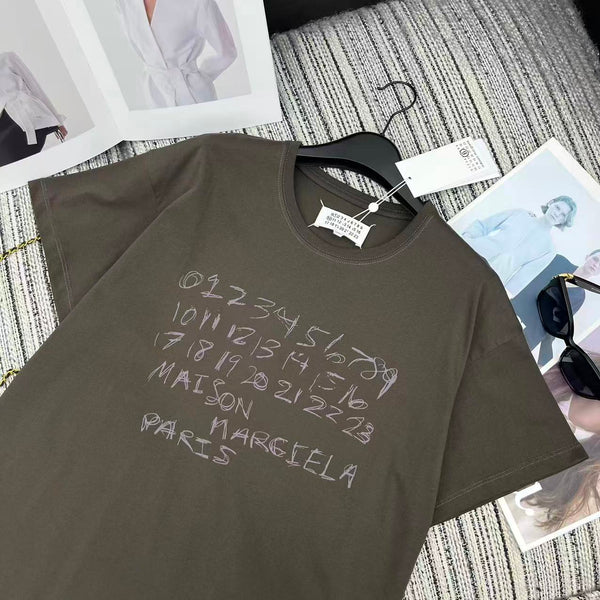 MM6 Crew Neck Short-Sleeved T-Shirt Taupe Cotton 387960