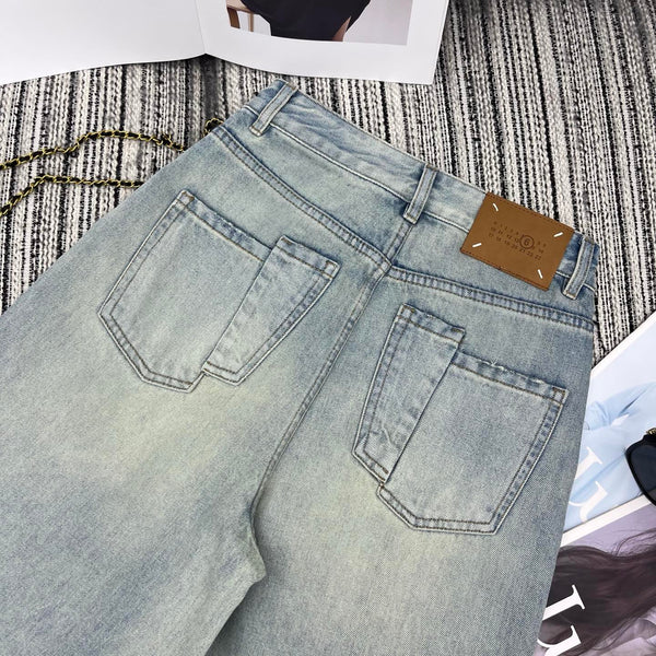MM6 Capri Pants Light Wash Baggy Denim 387957