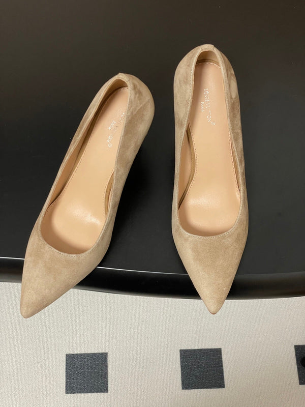 LV GALA High Heels Flats Series 85mm Beige Suede 534539