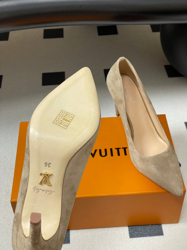 LV GALA High Heels Flats Series 85mm Beige Suede 534539
