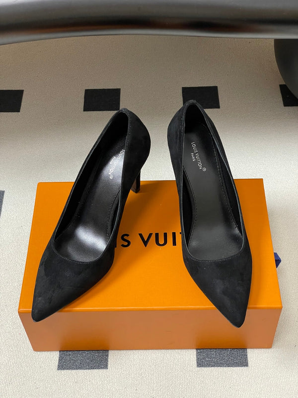 LV GALA High Heels Flats Series 85mm Black Suede 534540