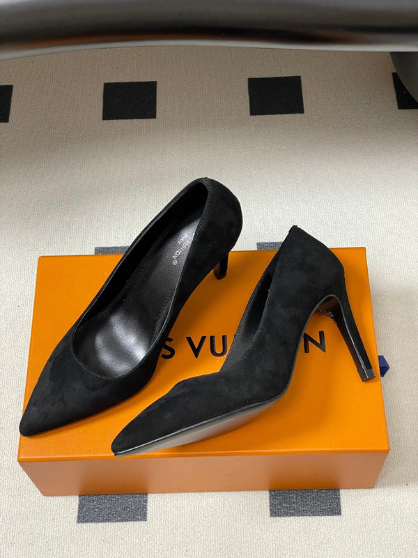 LV GALA High Heels Flats Series 85mm Black Suede 534540