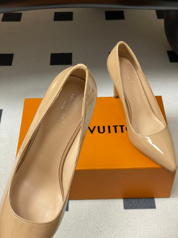 LV GALA High Heels Series Shoes 85mm Patent Leather Beige534541