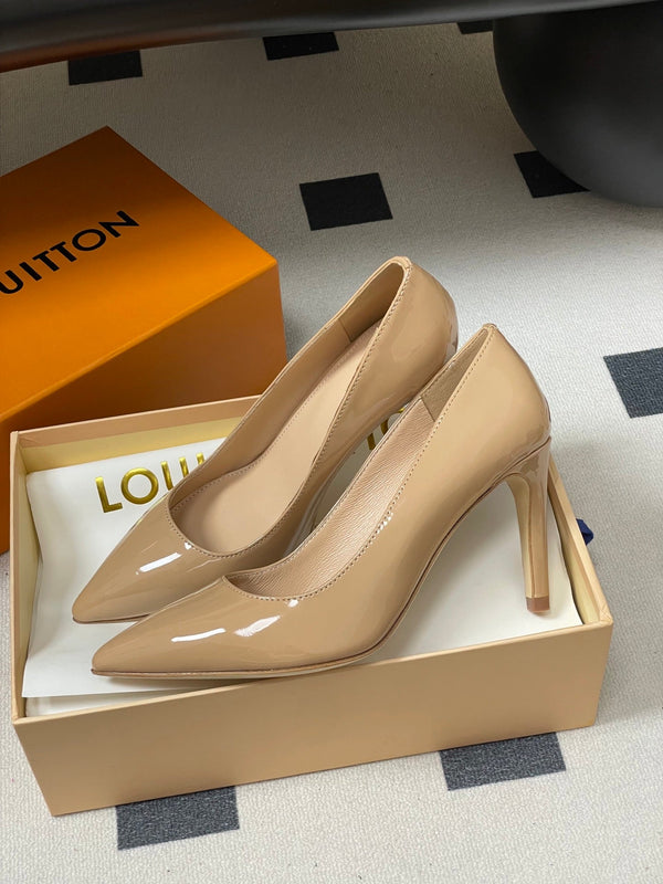LV GALA High Heels Series Shoes 85mm Patent Leather Beige534541
