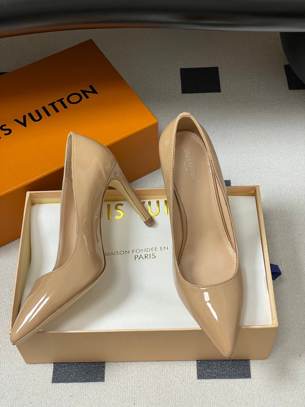LV GALA High Heels Series Shoes 85mm Patent Leather Beige534541