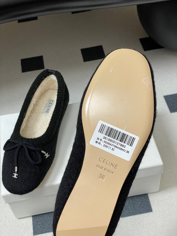 CL 26s Ballet Flats In Black Wool With Bow Style 1