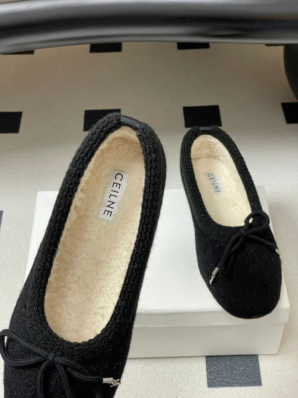 CL 26s Ballet Flats In Black Wool With Bow Style 1