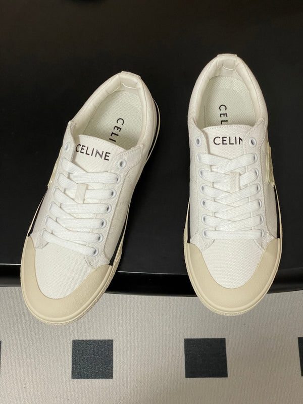 Celine Alan Sneakers White Ivory Canvas Rubber 701717