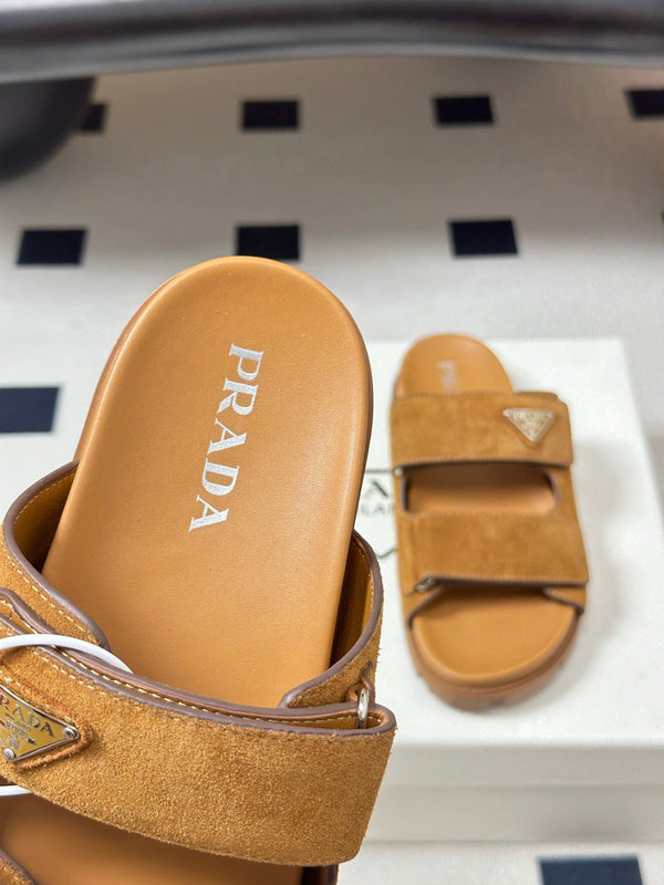 Pra 26s Band Sandals Tan Brown Suede 834766