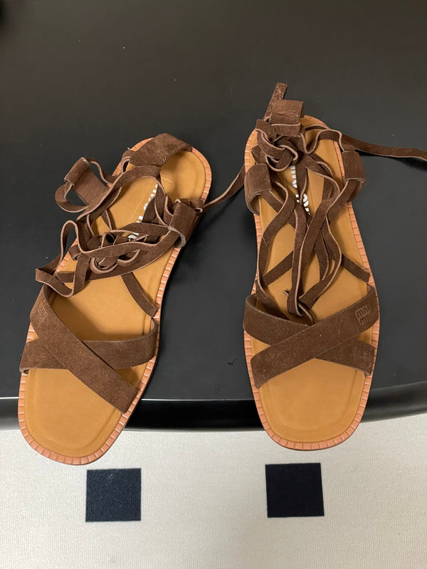 Miu Strappy Sandals Cocoa Brown Suede 834949