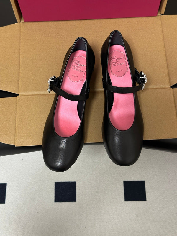 RV 26s Efflorescence Mary Jane Pumps 4.5cm Black Leather 119461