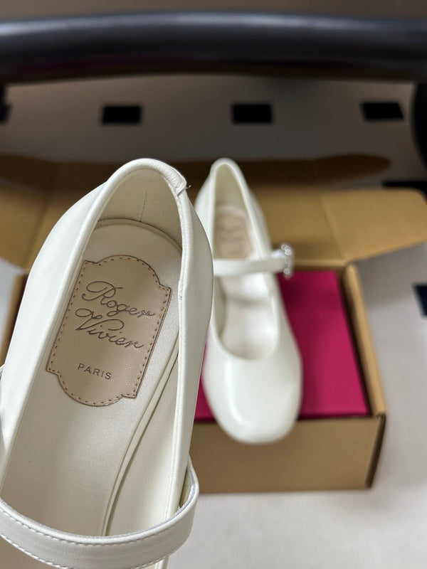 RV 26s Efflorescence Mary Jane Pumps 4.5cm Cream Leather 119462