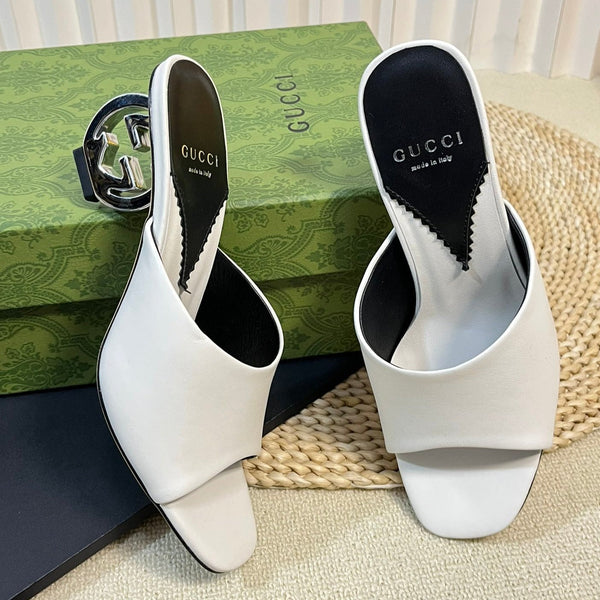 GG Women's Heeled Sandals White