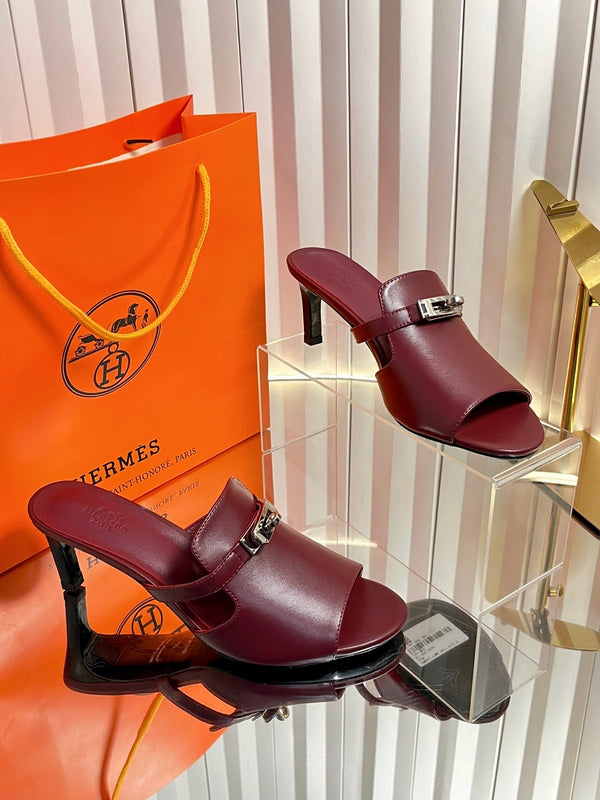 HM Cute Sandal 7cm Burgundy Calfskin 616211
