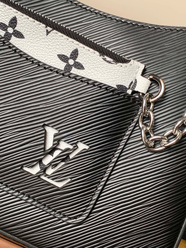 LV Hopscotch Bag 25cm Black Grained Epi Cowhide Sliver HW