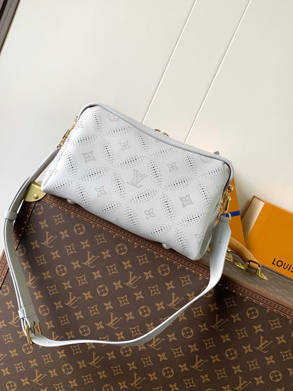 LV M13157 Hand It All PM Light Grey Perforated Mahina Calfskin