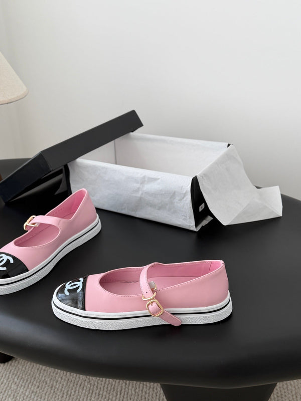 CC 26P Mary Jane Black Pink Patent Leather Lambskin 670808