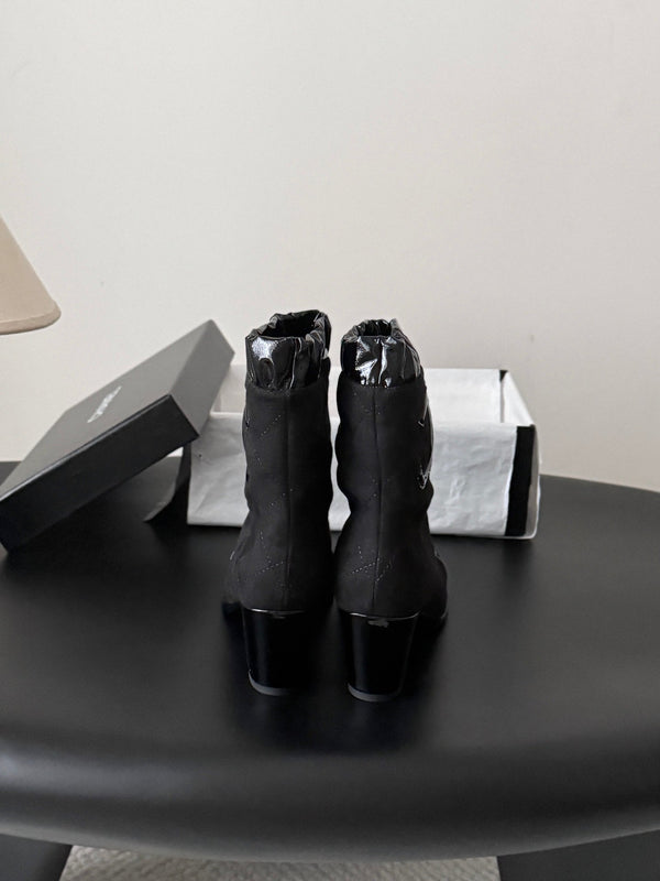 CC 26s Ankle Boots Black Suede Patent Leather 127989