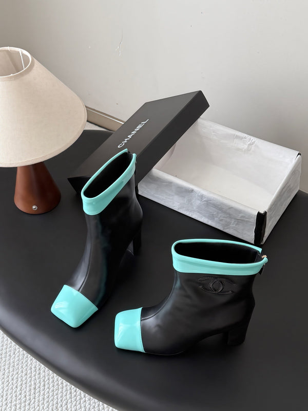 CC 26s Ankle Boots Black Mint Blue Leather Patent 127857