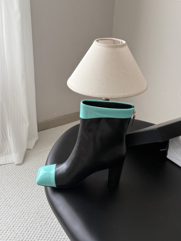 CC 26s Ankle Boots Black Mint Blue Leather Patent 127857