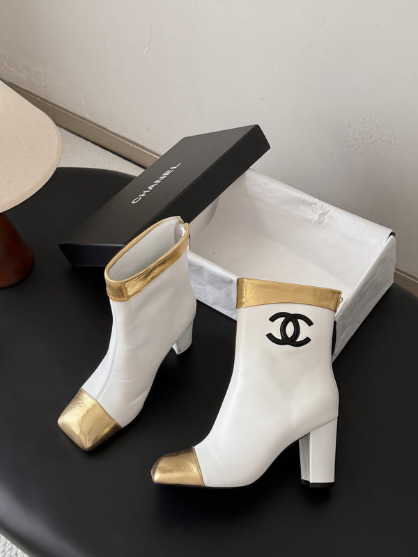 CC 26s Ankle Boots White Gold Metallic Leather 127859