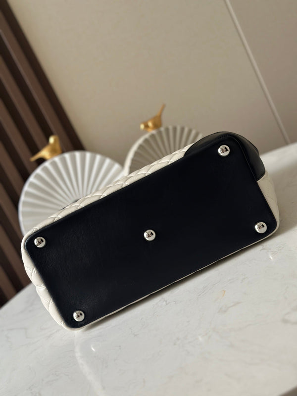 CC 25s Cambon Ligne Tote Bag 30cm In White Mix Black Calfskin