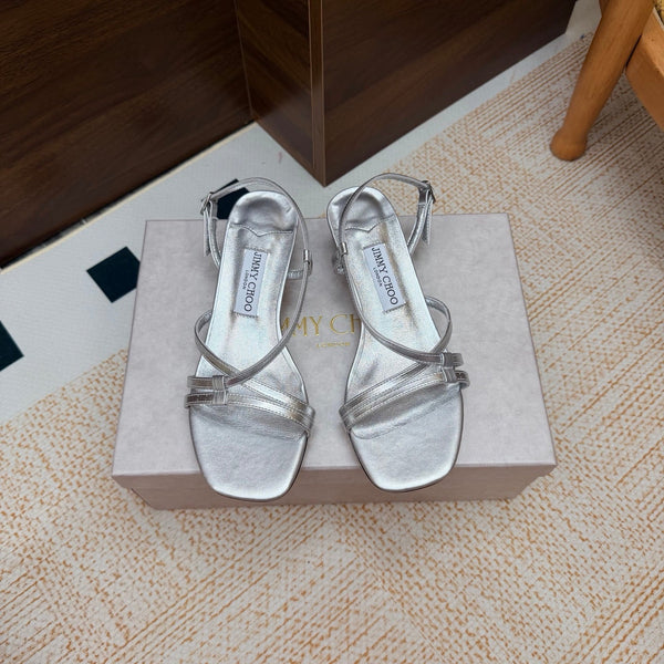 JC 26s Cleo Mule 45 Sandals 4cm Silver Metallic Leather 974195