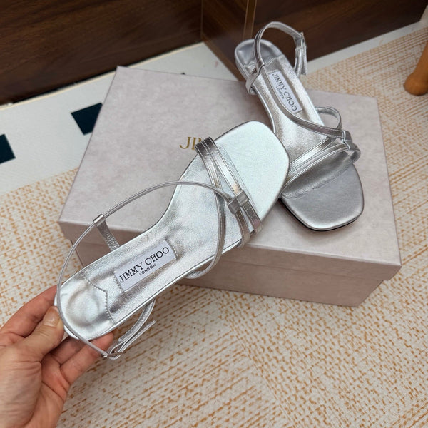 JC 26s Cleo Mule 45 Sandals 4cm Silver Metallic Leather 974195