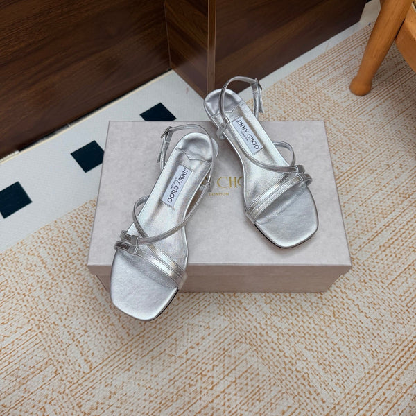 JC 26s Cleo Mule 45 Sandals 4cm Silver Metallic Leather 974195