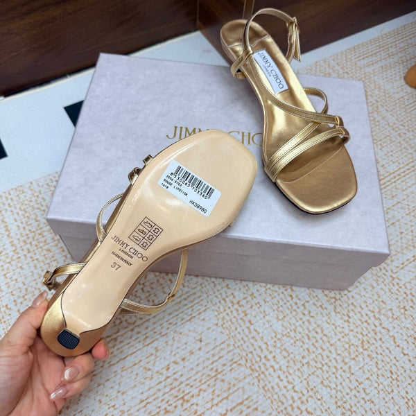 JC 26s Cleo Mule 45 Sandals 4cm Gold Metallic Leather 974194