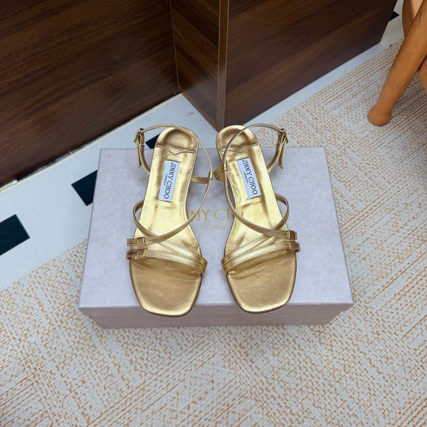JC 26s Cleo Mule 45 Sandals 4cm Gold Metallic Leather 974194